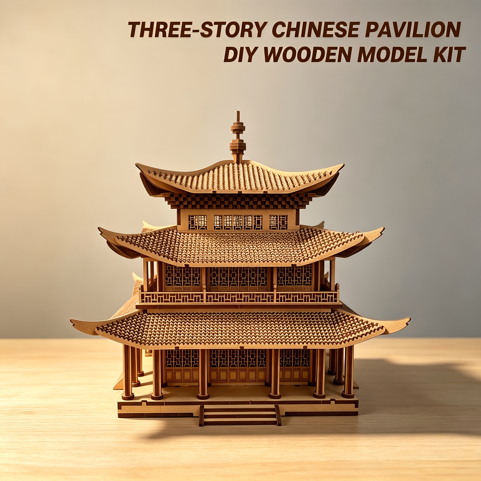 Large-Scale Traditional Chinese Ancient Tower 3D Wooden Puzzle